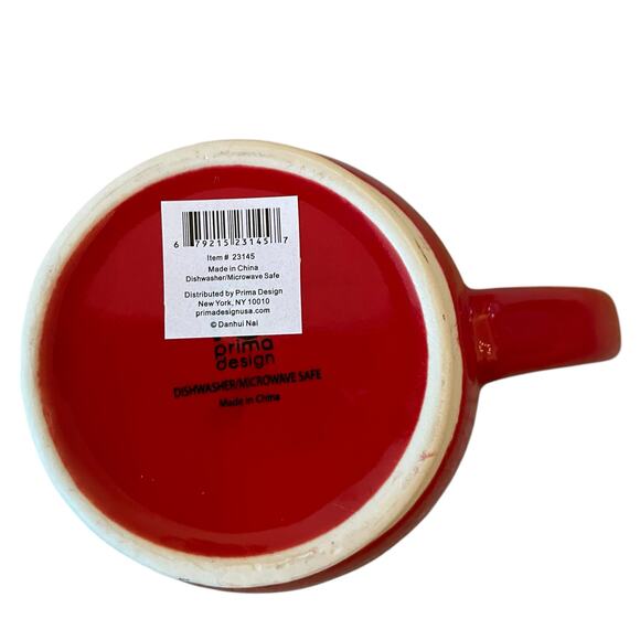 Prima Design Asian PROSPERITY Symbol Coffee Mug Tea Cup Set of 2 Red & White New - Picture 10 of 16